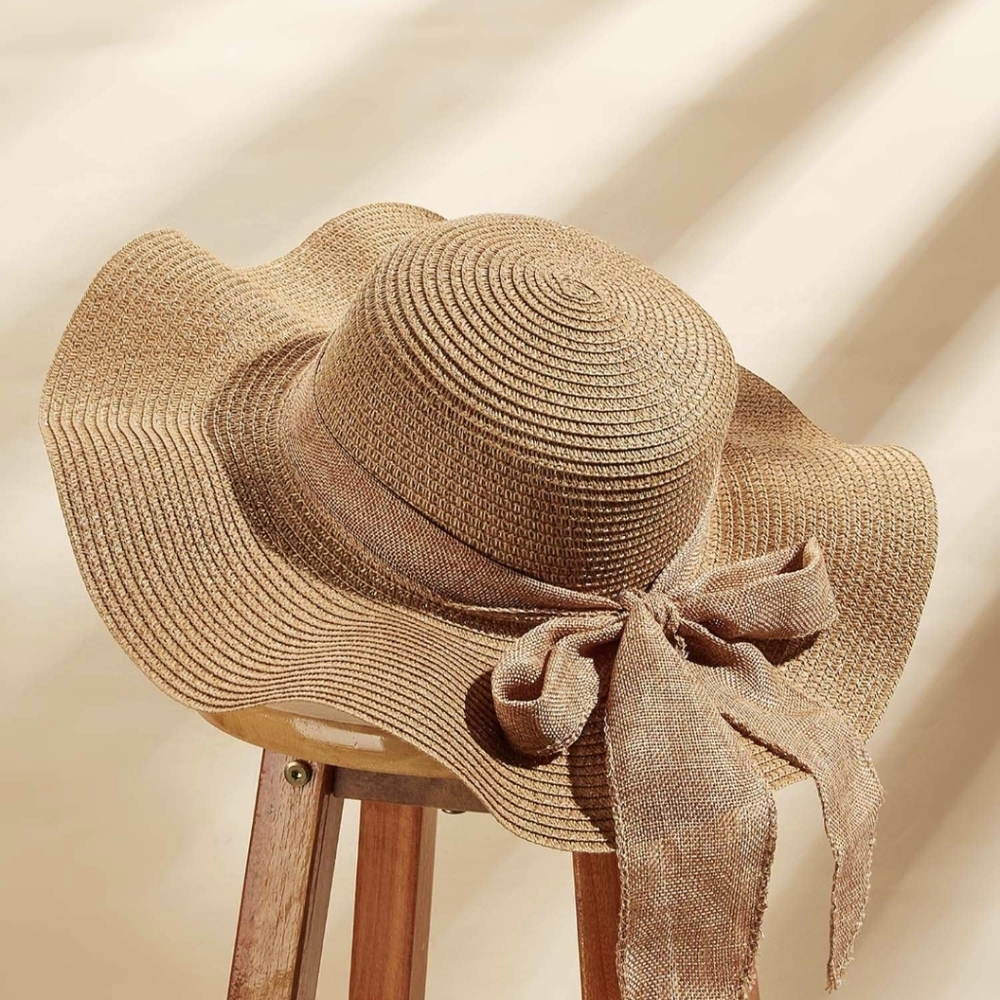 Cupshe Elegant Tan Sun Hat Burlap Bow